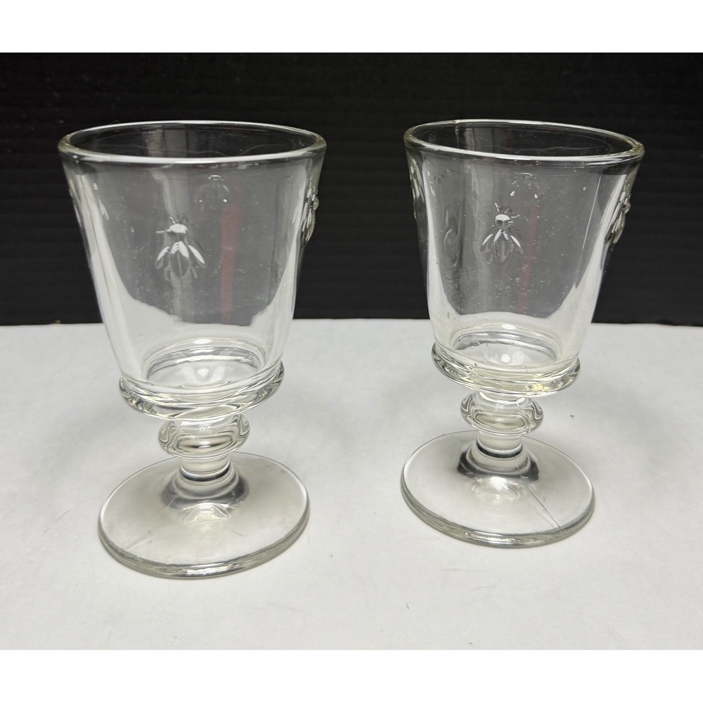 La Rochere Bee Wine Glasses Set of 2 Clear French Pressed Glass 5.5in